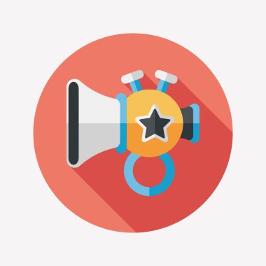 trompet veya boynuzu oyuncak düz simgesi ile uzun gölge, eps10