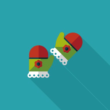 Bebek eldiven düz simgesi ile uzun gölge, eps10