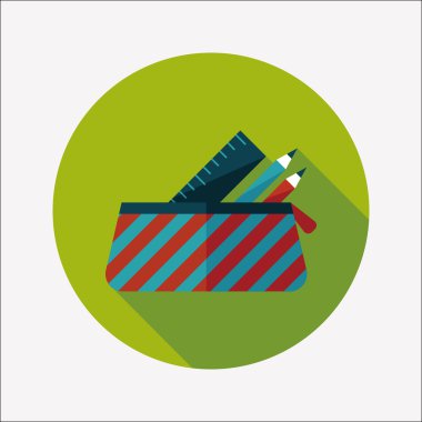 긴 그림자, eps10와 함께 연필 상자 플랫 아이콘