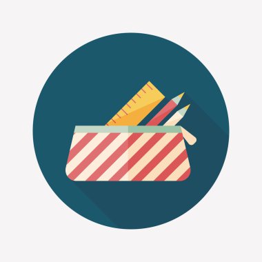 긴 그림자, eps10와 함께 연필 상자 플랫 아이콘