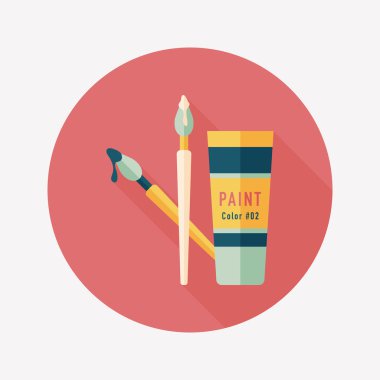 Fırça ve renk tüp düz simgesi ile uzun gölge, eps10