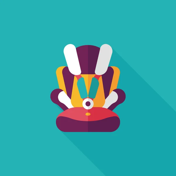 Baby car seat flat icon with long shadow, eps10 — стоковый вектор