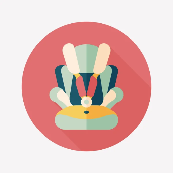 Baby car seat flat icon with long shadow, eps10 — стоковый вектор