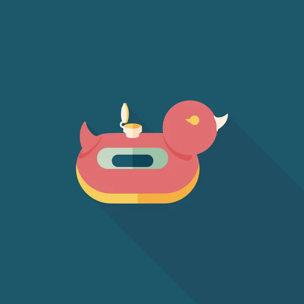 Duck Swim ring flat icon with long shadow, eps10 — стоковый вектор