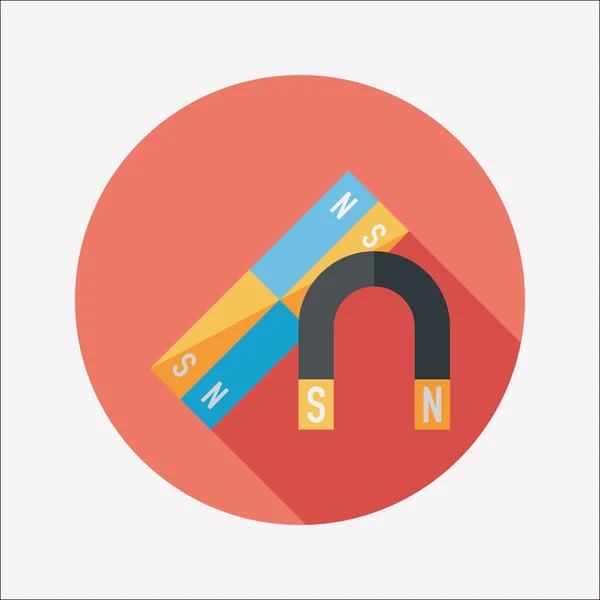 Platte magneetpictogram met lange schaduw, eps10 — Stockvector