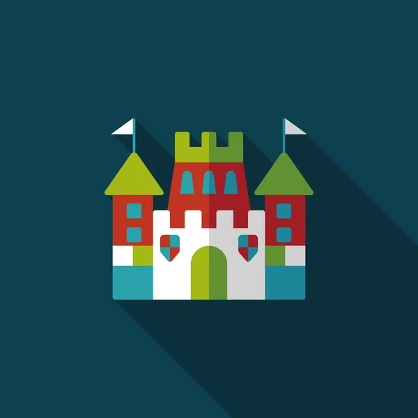 Castillo icono plano con sombra larga, eps10 — Vector de stock