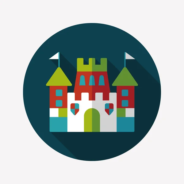 Castillo icono plano con sombra larga, eps10 — Vector de stock