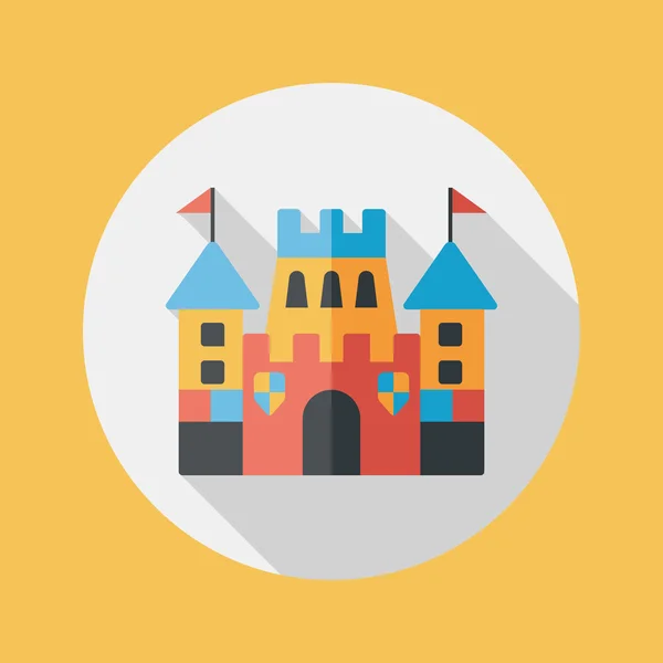 Castillo icono plano con sombra larga, eps10 — Vector de stock