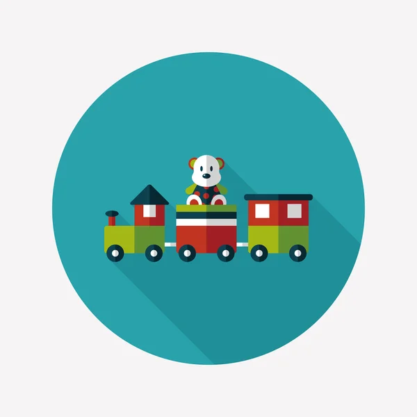 Train toy flat icon with long shadow,EPS 10 — Stock Vector