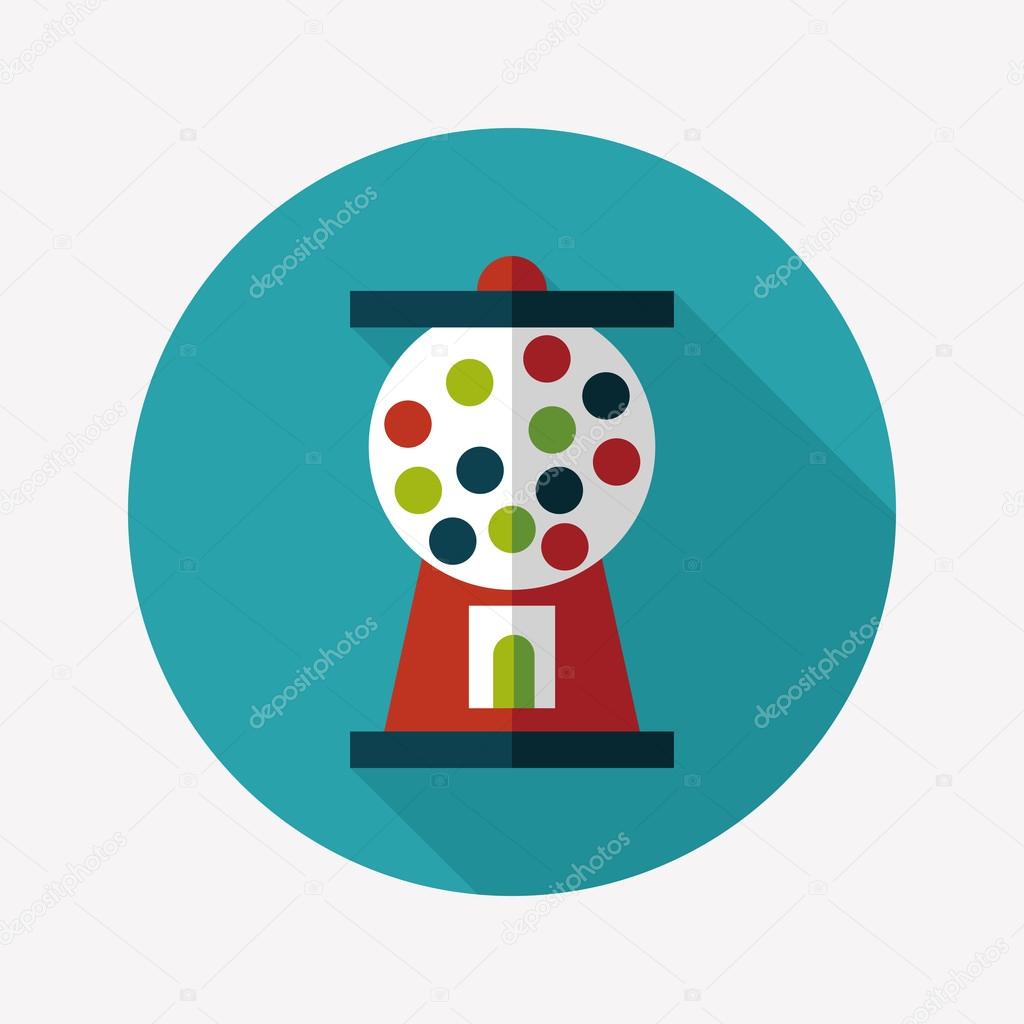 Gumball Machine flat icon with long shadow,eps10