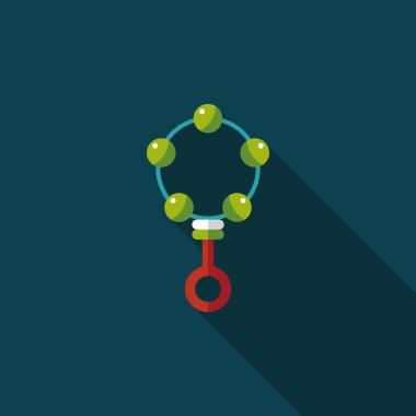 Bebek çıngırağı düz simgesi ile uzun gölge, eps10