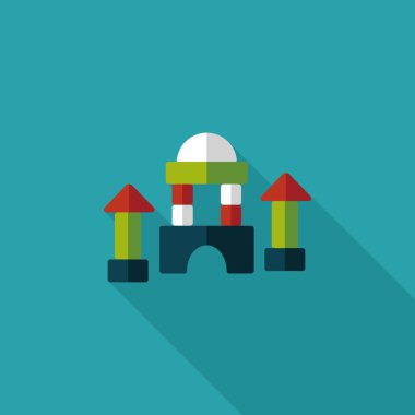 uzun gölge ile tuğla ev düz simgesi