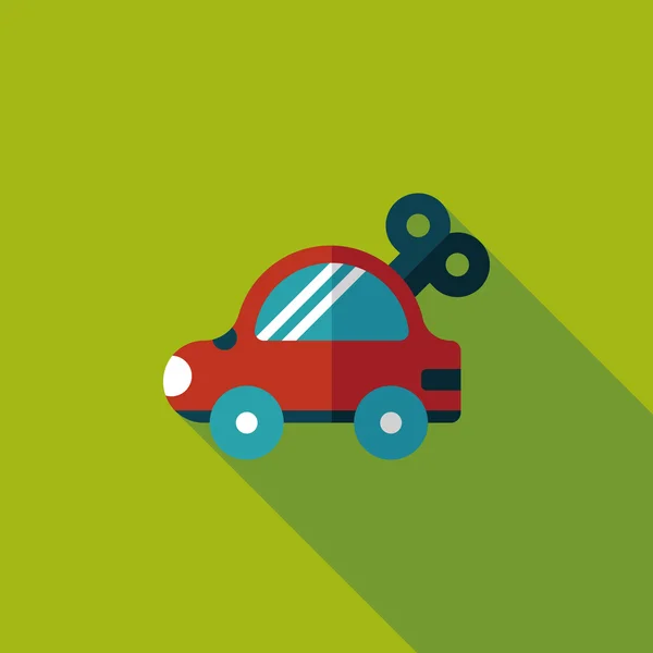 Juguete coche plano icono con sombra larga — Vector de stock