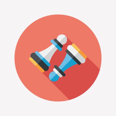 ahşap piyon satranç simgesi ile uzun gölge, eps10 daire