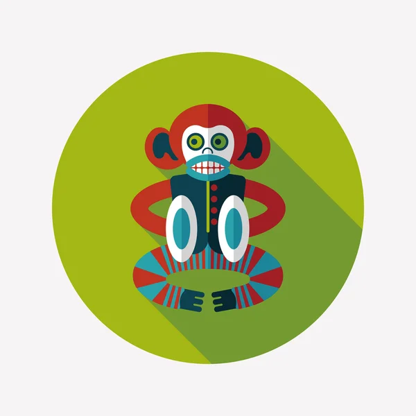 Brinquedo de macaco ícone plano com sombra longa, eps10 —  Vetores de Stock