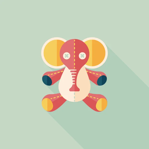 Elefante muñeca plana icono con sombra, eps10 — 图库矢量图片