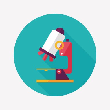 uzun gölge ile mikroskop düz simgesi