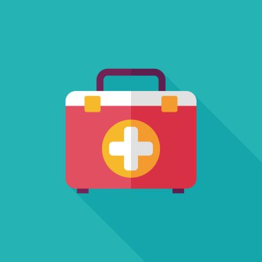 uzun gölge ile ilk yardım kiti düz simgesi