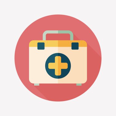 uzun gölge ile ilk yardım kiti düz simgesi