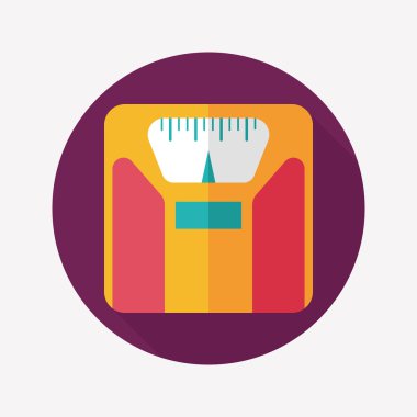 uzun gölgeler stiliyle düz, ölçek vektör simge illustrat ağırlık