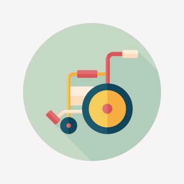 tekerlekli sandalye ile uzun gölge düz simgesi