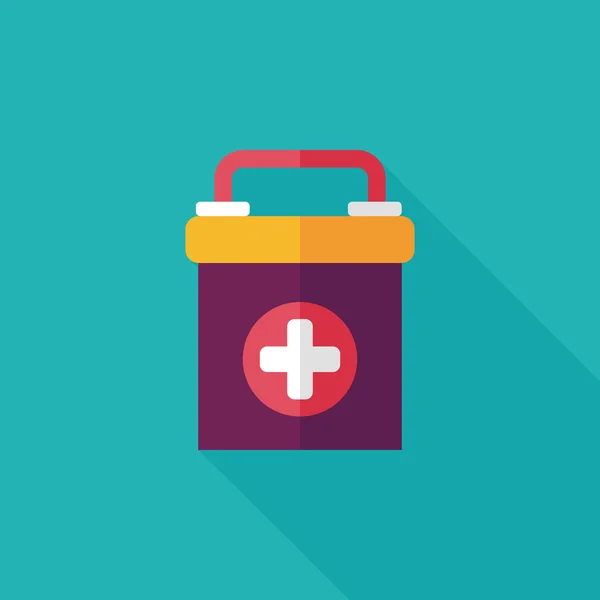 First aid kit flat icon with long shadow — Stock Vector