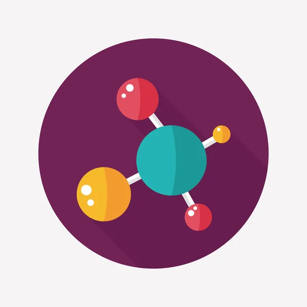 Molekyl flat ikonen med långa skugga — Stock vektor