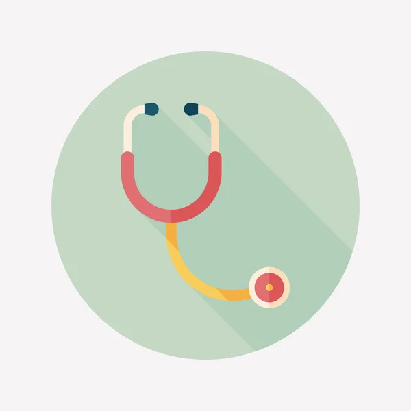 Stethoscope flat icon with long shadow — Stock Vector