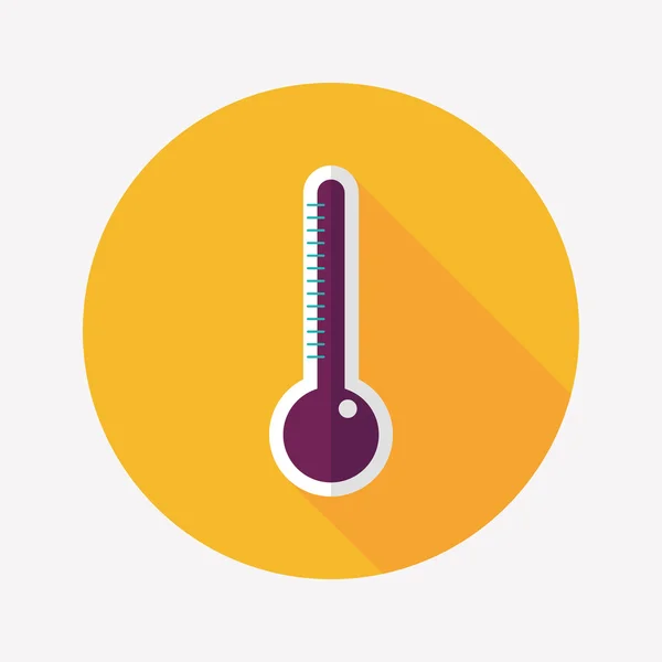 Thermometer flat icon with long shadow — Stock Vector