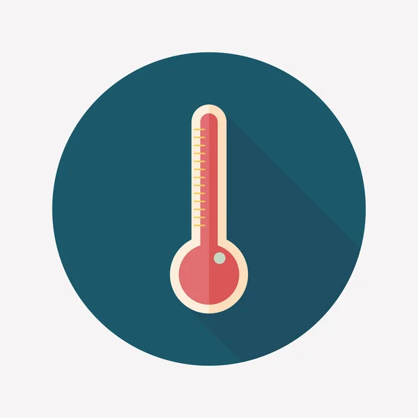 Ícone plano termômetro com sombra longa — Vetor de Stock