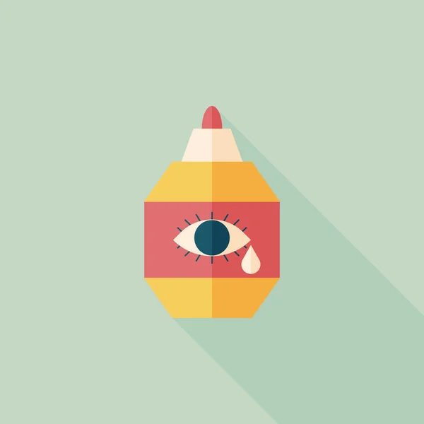 Eye Drop icône plate avec ombre longue — Image vectorielle