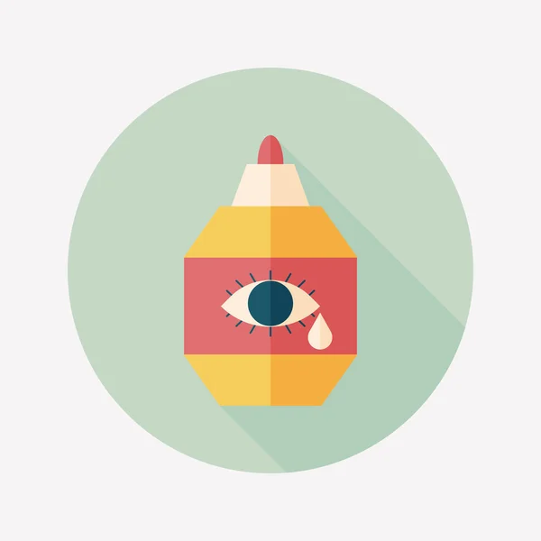Eye Drop icono plano con sombra larga — Vector de stock