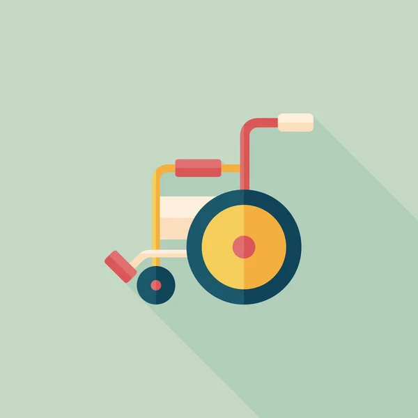 Icône plate en fauteuil roulant avec ombre longue — Image vectorielle