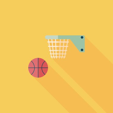 Basketbol düz simgesi ile uzun gölge, eps10