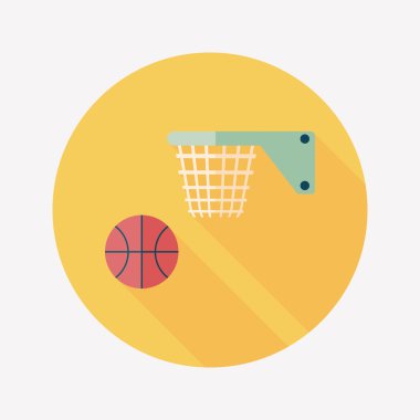 Basketbol düz simgesi ile uzun gölge, eps10