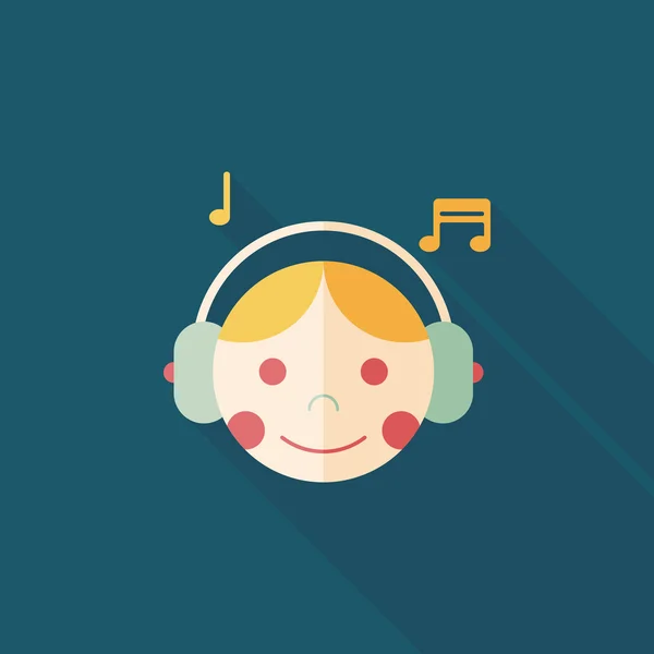 Music flat icon with long shadow, eps10 — стоковый вектор