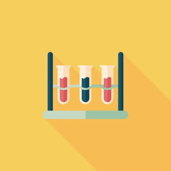 Reageerbuis platte pictogram met lange schaduw — Stockvector