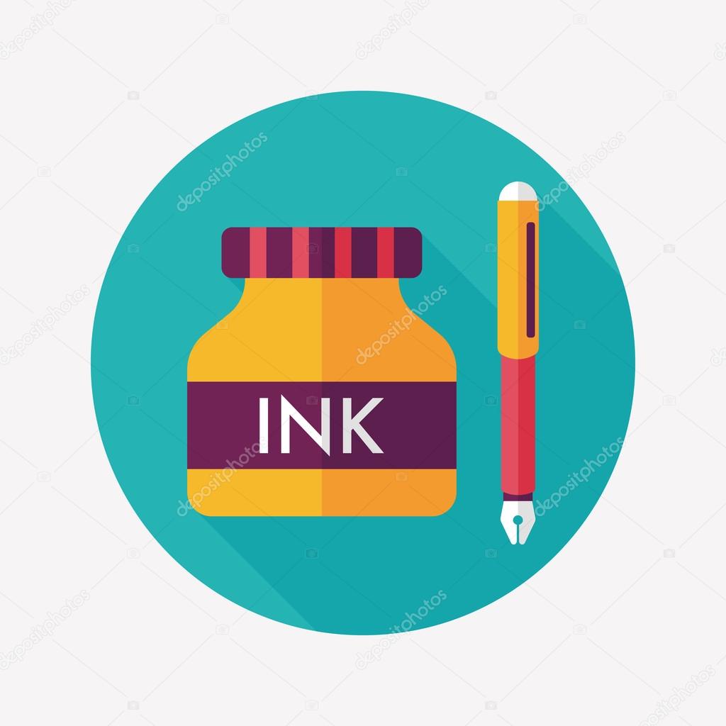 pen and  ink bottle flat icon with long shadow,eps10
