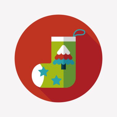 calcetín de Navidad icono plana con sombra, eps10