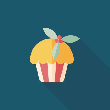 Noel kek düz simgesi ile uzun gölge, eps10