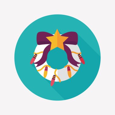 Uzun Gölge, eps10 ile Noel holly çelenk düz simgesi