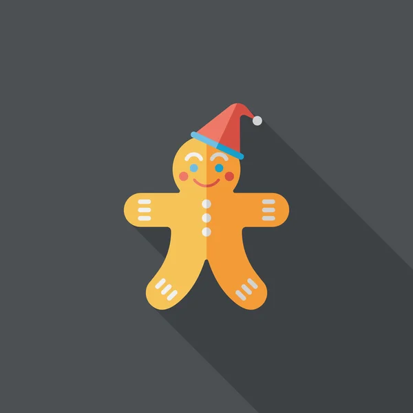 Gingerbread man plat pictogram met lange schaduw, eps10 — Stockvector