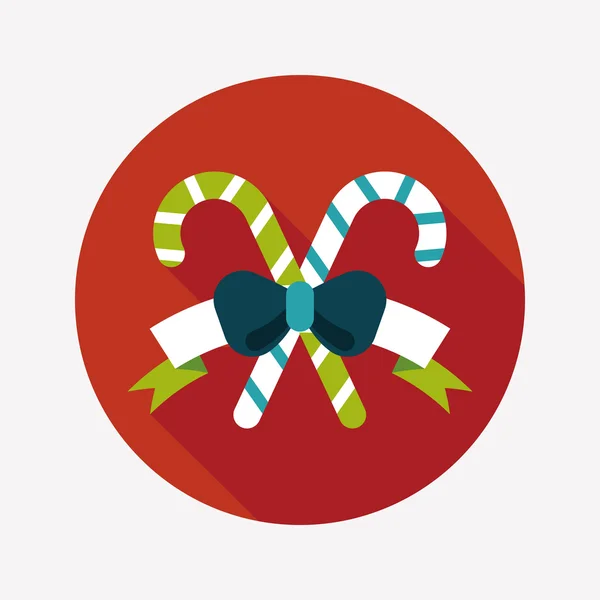 Kerstmis candy cane platte pictogram met lange schaduw, eps10 — Stockvector