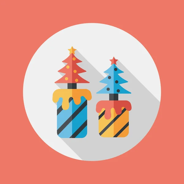 Christmas candle flat icon with long shadow, eps10 — стоковый вектор