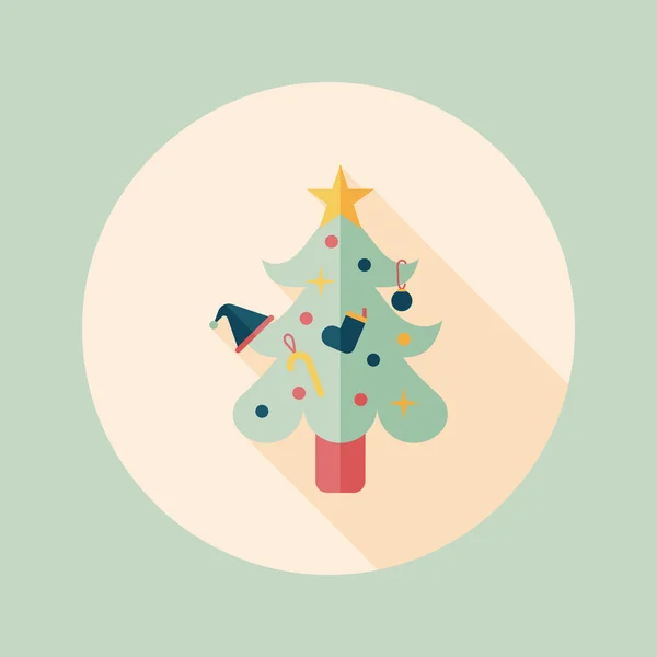 Ícone plano de árvore de Natal com sombra longa, eps10 — Vetor de Stock
