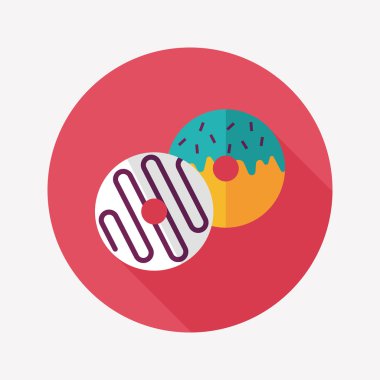 Donut düz simgesi ile uzun gölge, eps10