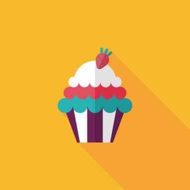 cupcake düz simgesi ile uzun gölge, eps10