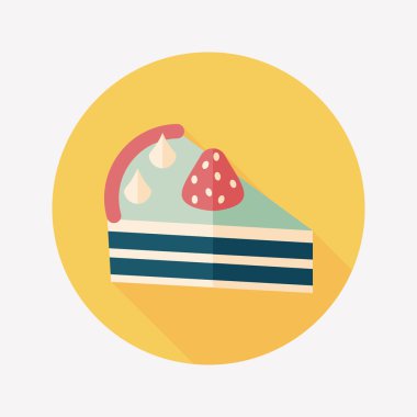 doğum günü pastası düz simgesi ile uzun gölge, eps10