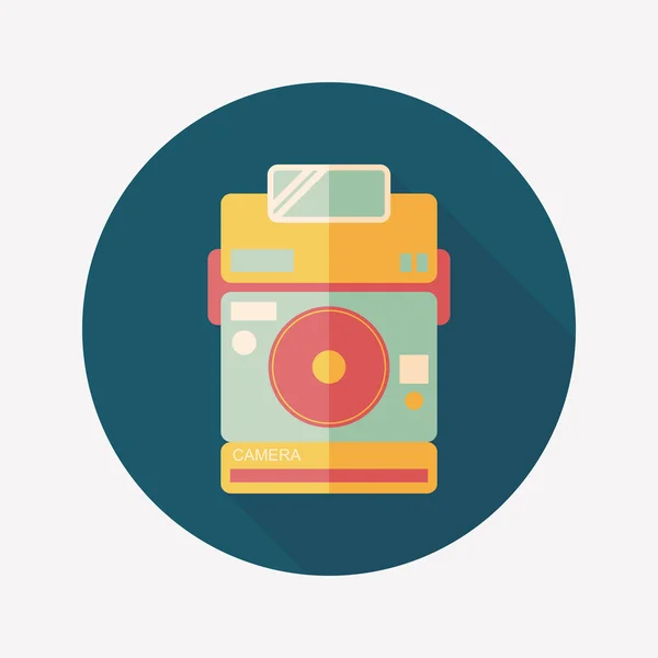 Płaski ikona aparatu fotograficznego z długim cieniem, eps10 — Wektor stockowy