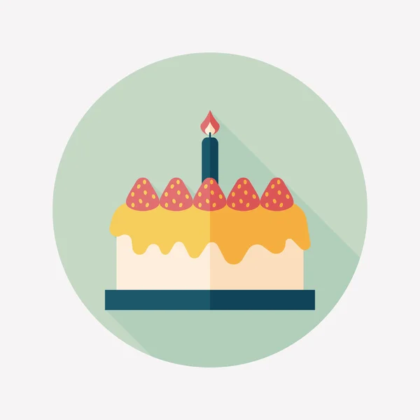 Verjaardag cake platte pictogram met lange schaduw, eps10 — Stockvector